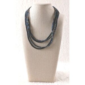 Black & Blue Beaded‎ Necklace Lot | Multi Strand Seed Bead Necklaces Set